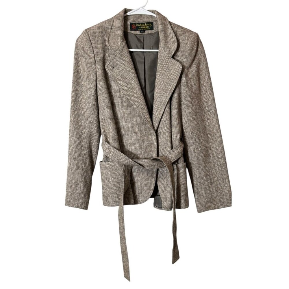 Londonderry by Peabody Women Size 11/12 Brown Tweed Wool Blend Blazer Jacket VTG